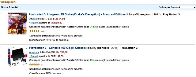 playstation 3 uncharted 3 amazon offerte